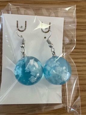 Blue Marble Drop Earrings